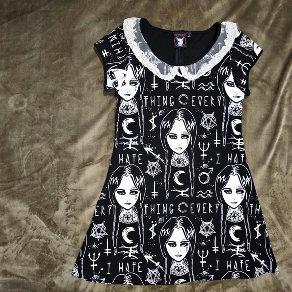 Rat Baby ✦ Occult Gothic Dress ✦ “I Hate Everything” Statement Print XL Rare HTF - Picture 14 of 17